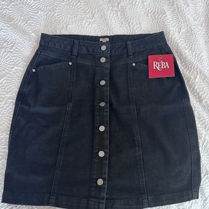 Reba black denim short skirt